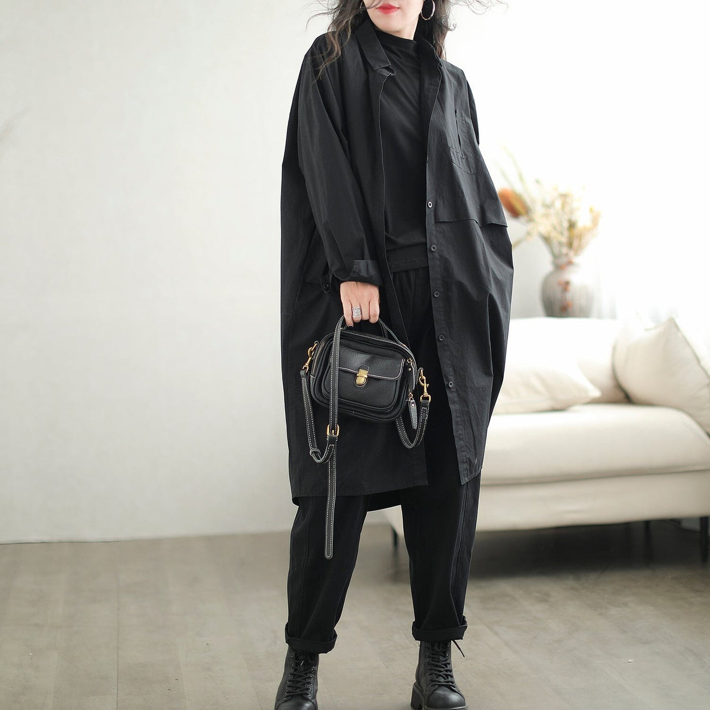 Autumn Minimalist Solid Loose Casual Overcoat