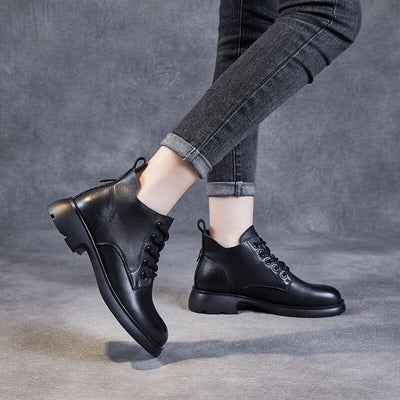 Autumn Retro Classic Soft Leather Ankle Boots
