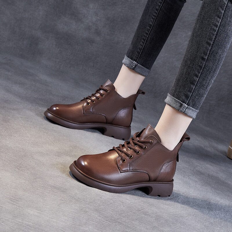 Autumn Retro Classic Soft Leather Ankle Boots