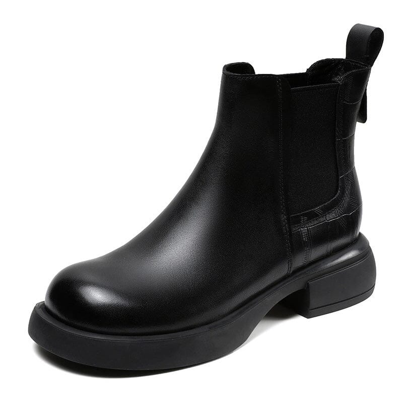 Autumn Retro Minimalist Leather Ankle Boots