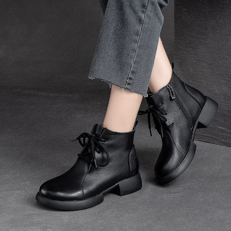 Autumn Retro Minimalist Soft Leather Boots – Babakud