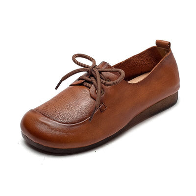 Autumn Retro Soft Leather Flat Casual Shoes