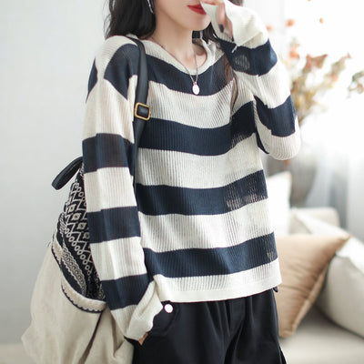 Autumn Stylish Stripe Knitted Casual Cardigan