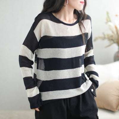 Autumn Stylish Stripe Knitted Casual Cardigan