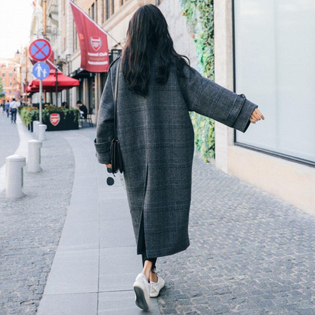 Babakud Double-Breasted Plaid Long Wool Coats