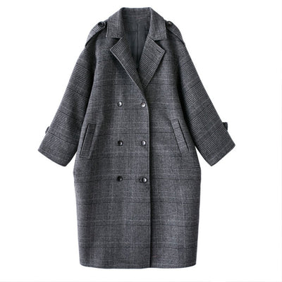 Babakud Double-Breasted Plaid Long Wool Coats