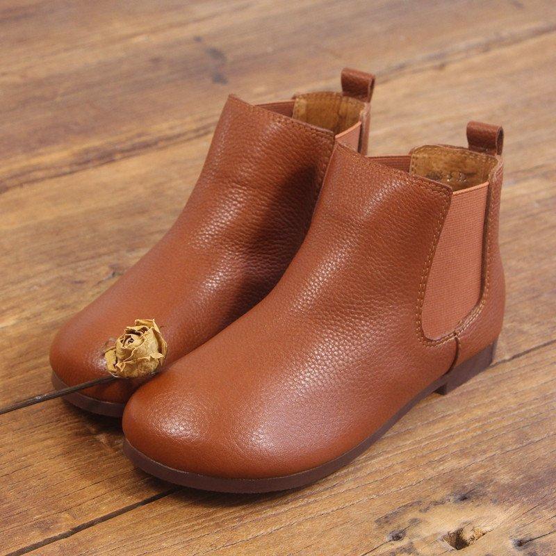 Babakud Simple Handmade Leather Ankle Boots 35-41