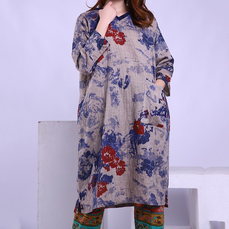 Babakud Vintage Printed Cotton Linen Dresses