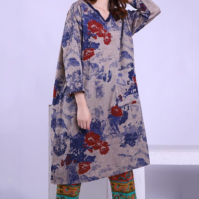 Babakud Vintage Printed Cotton Linen Dresses