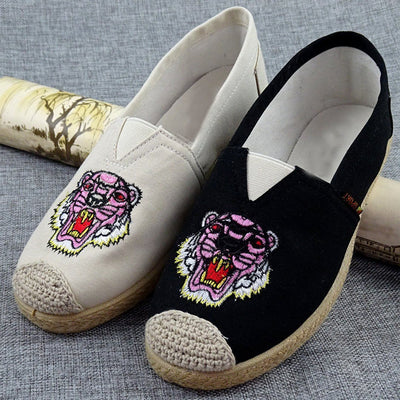 Casual Embroidered Woven Flat Canvas Shoes