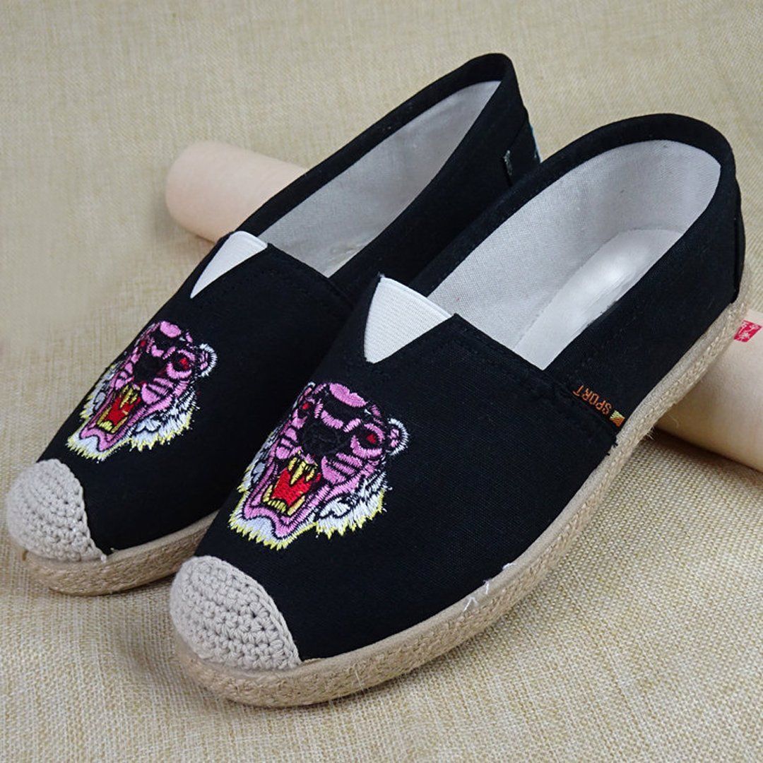 Casual Embroidered Woven Flat Canvas Shoes