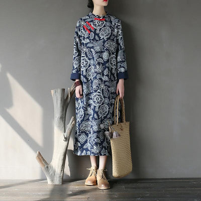 Chinese Style Printed Cotton Linen Dresses