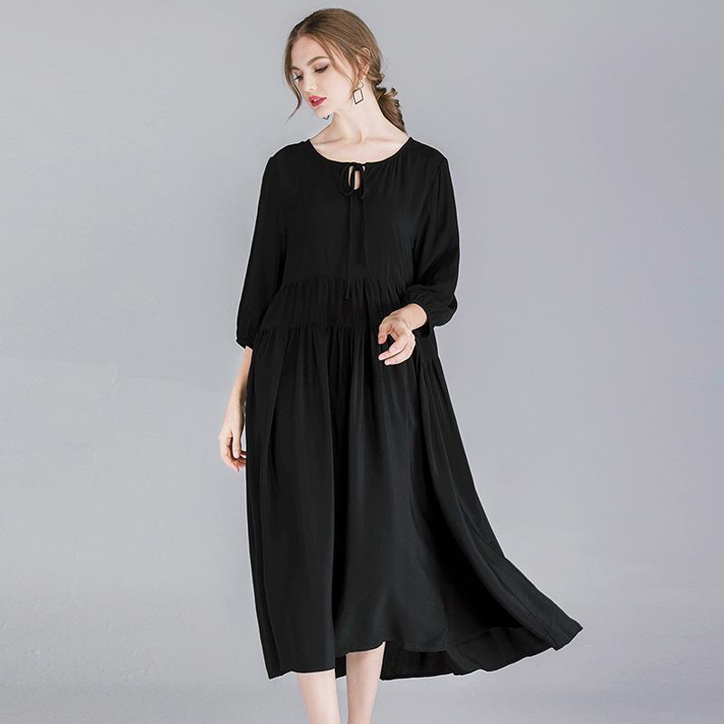 Plus Size Women Vintage 3/4 Sleeve Midi Dress – Babakud