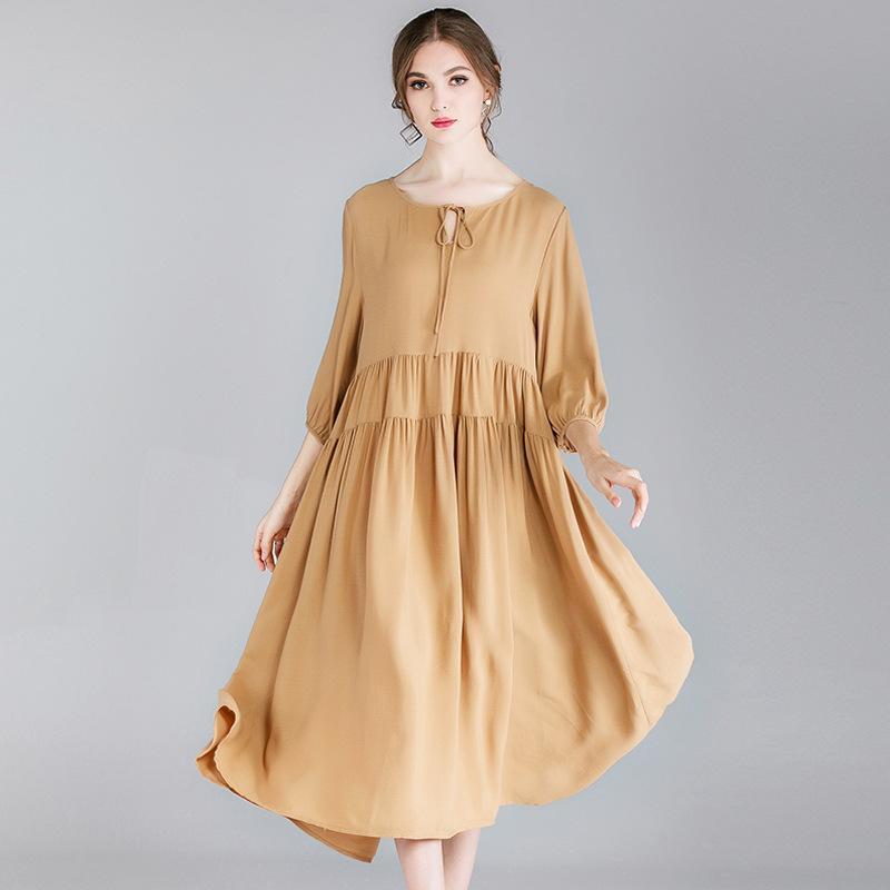 Plus Size Women Vintage 3/4 Sleeve Midi Dress – Babakud