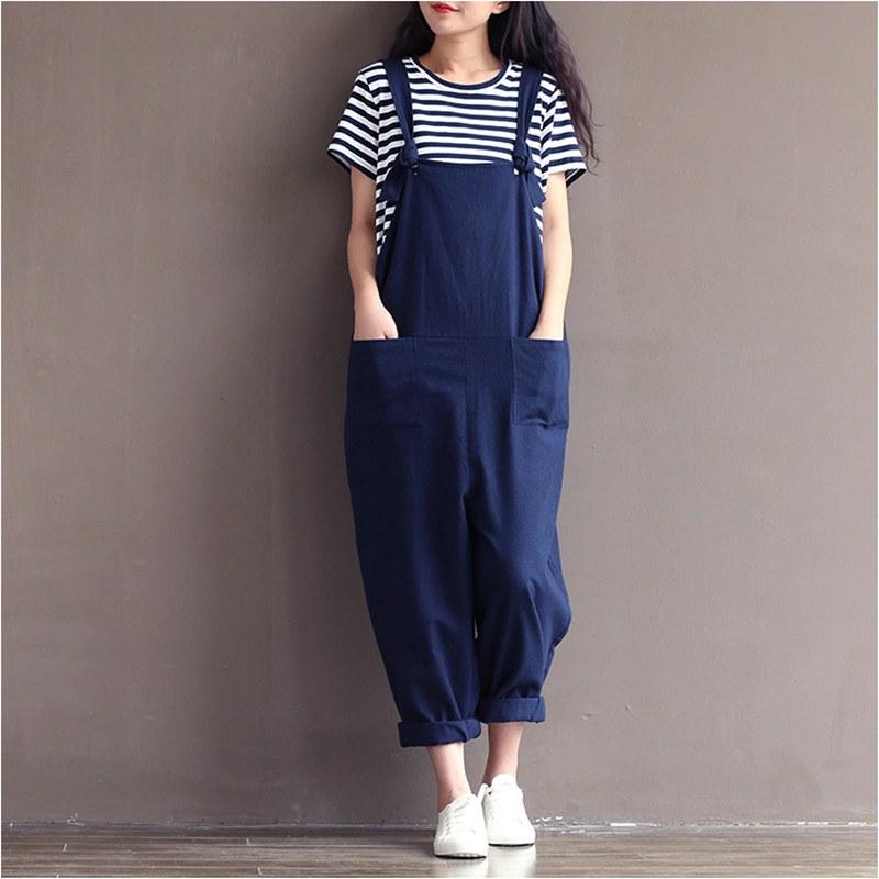 Preppy style Casual Loose Linen jumpsuit – Babakud