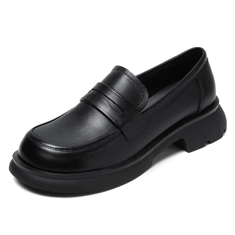 Retro Minimalist Leather Thick Soled Loafers