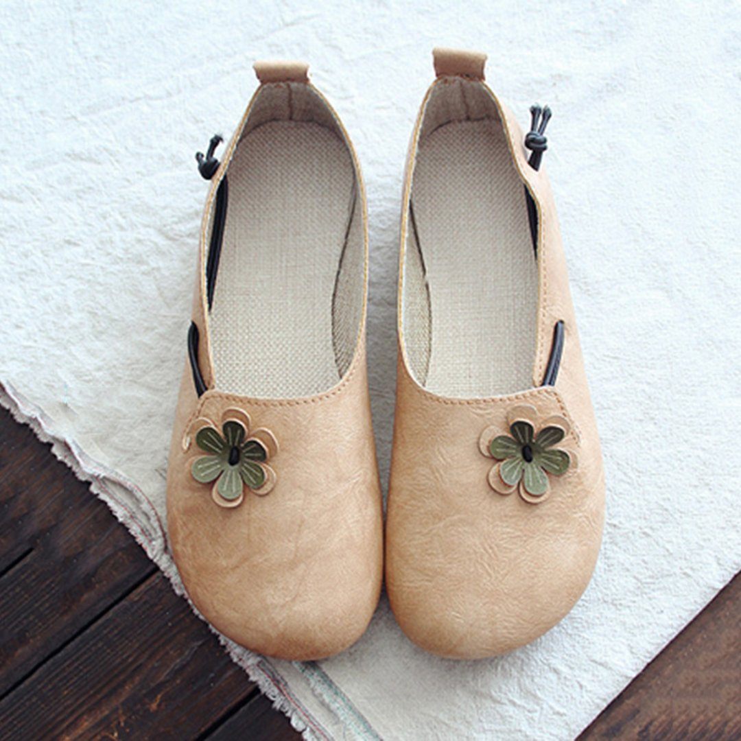 Round Toe Flowers Flats Shoes With Elastic Belts – Babakud