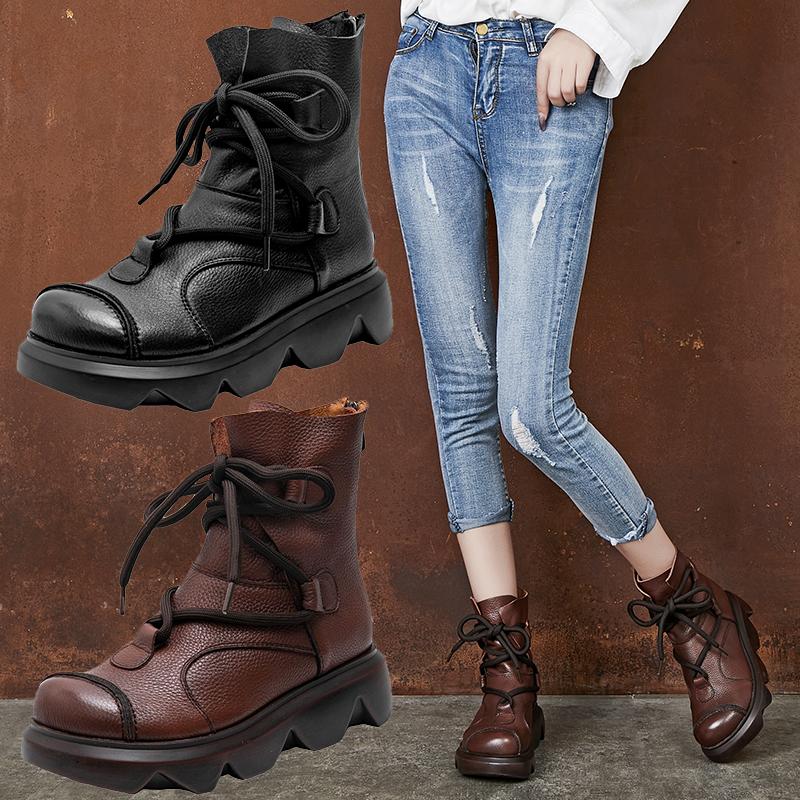 September First Layer Cowhide Platform Boots – Babakud