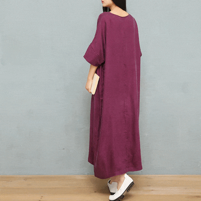 Simple V-Neck Solid Color Silk Midi Dresses