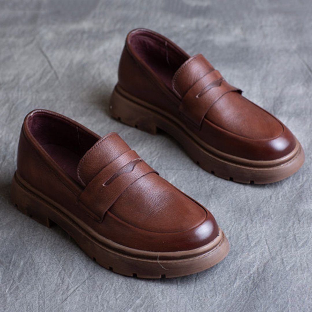 Spring Leather British Round Toe Loafers Shoes – Babakud