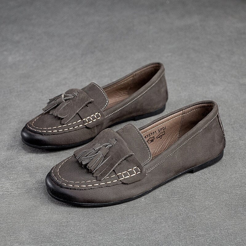 Spring Retro Suede Leather Casual Flat Loafers