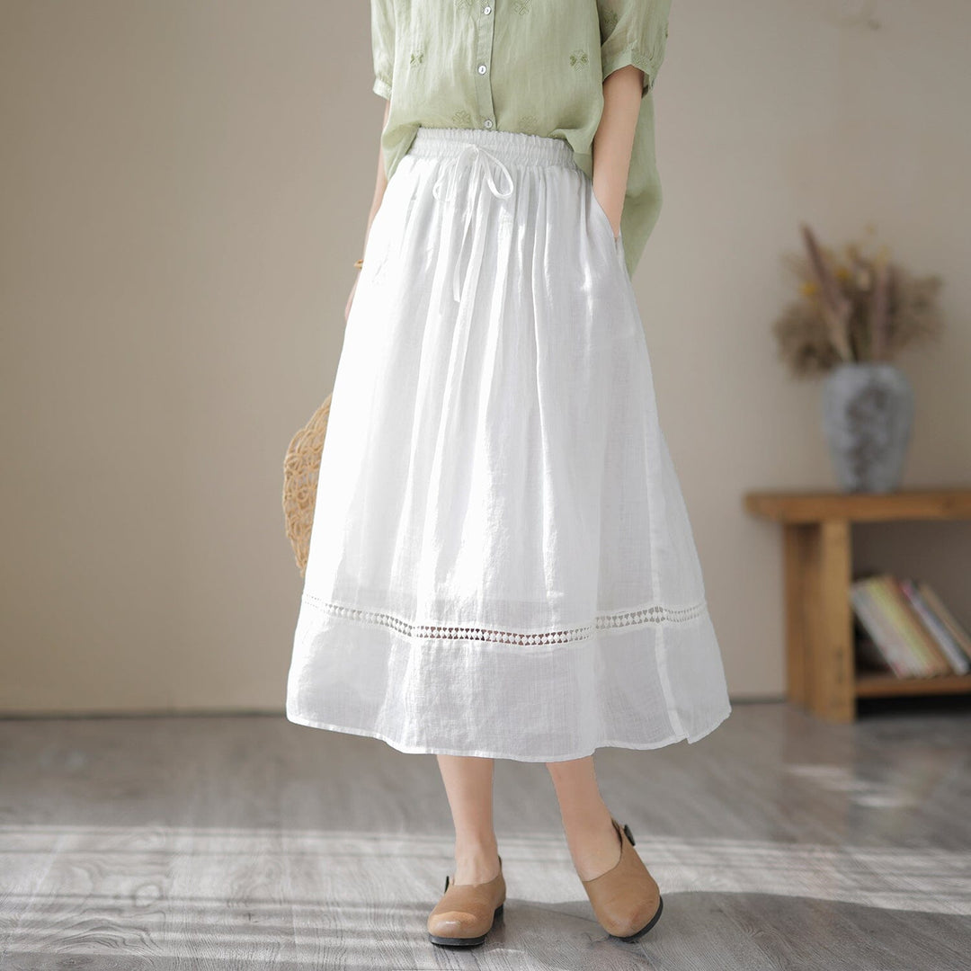 Elastic waist skirt/Linen store long skirt/ Summer skirt/ Casual skirt