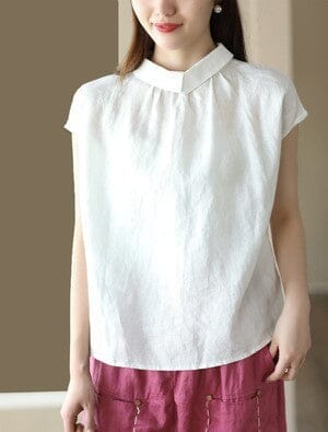 Summer Casual Retro Short Sleeve Polo Collar Blouse