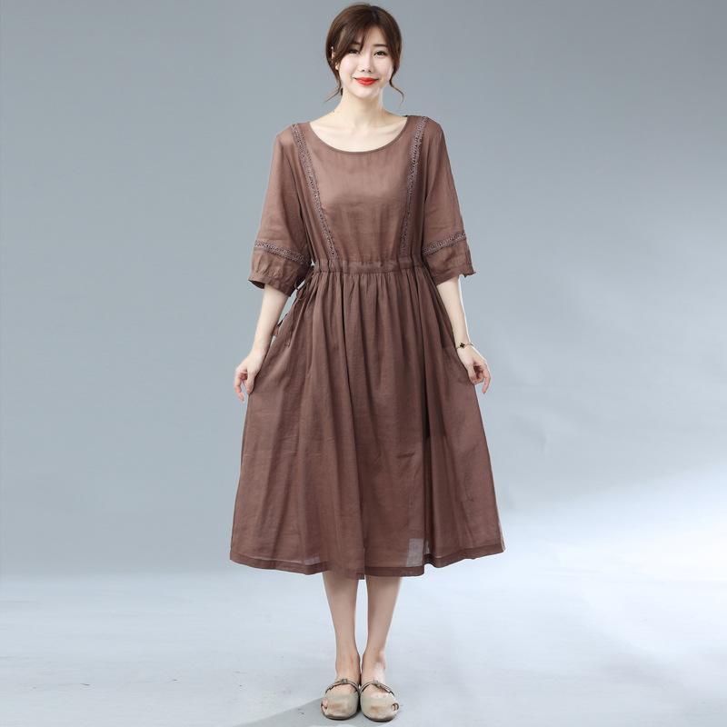 Summer Linen Plus Size Pleated Dress – Babakud