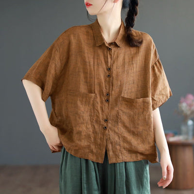 Summer Retro Loose Casual Linen Blouse