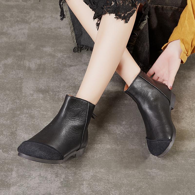 Vintage Ethnic Leather Soft Bottom Casual Boots – Babakud