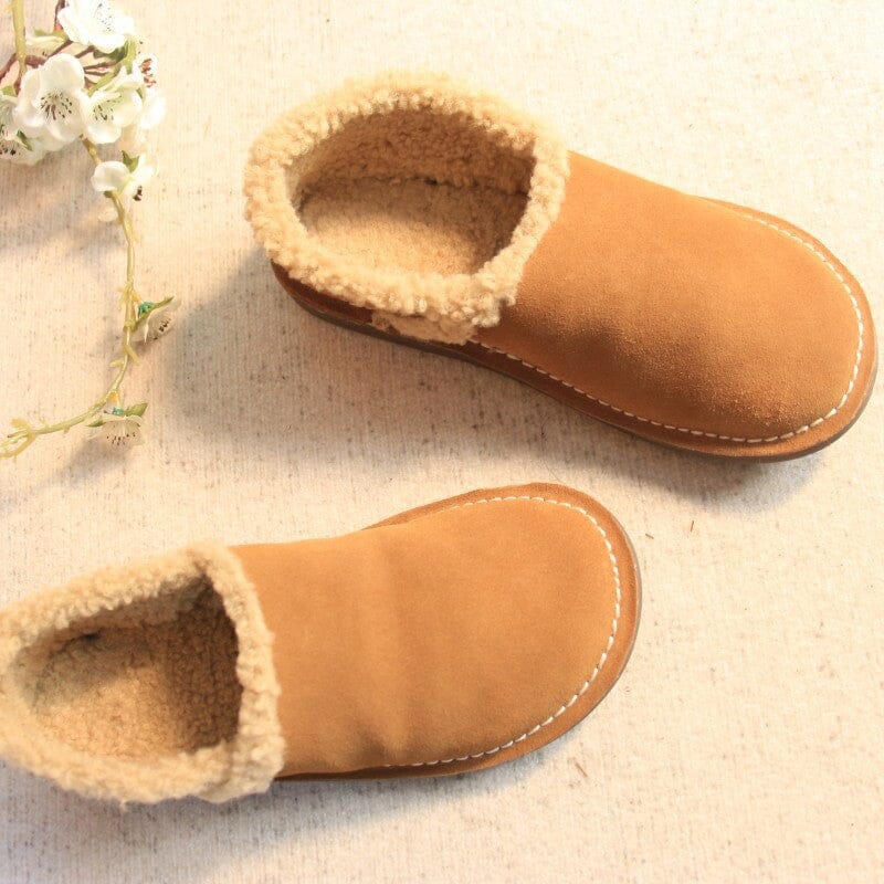 Winter Retro Leather Woolen Casual Shoes