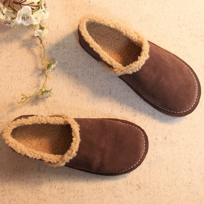 Winter Retro Leather Woolen Casual Shoes