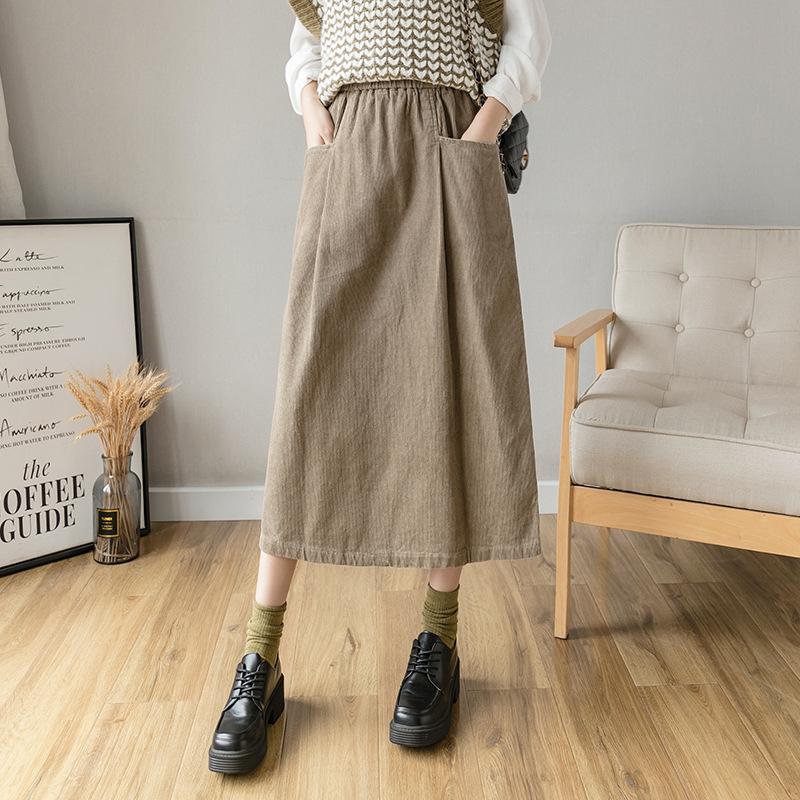 Winter Spring Retro Corduroy Cotton A-Line Skirt – Babakud