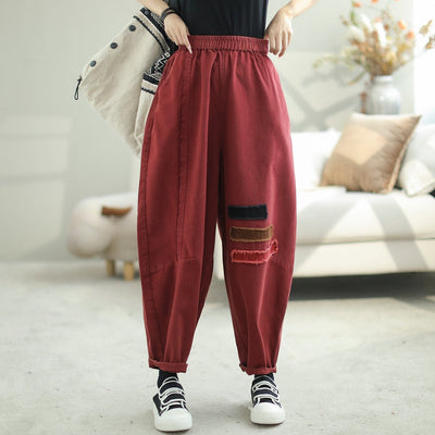 Women Autumn Casual Loose Patchwork Harem Pants