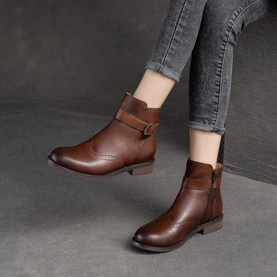 Women Autumn Classic Leather Ankle Boots