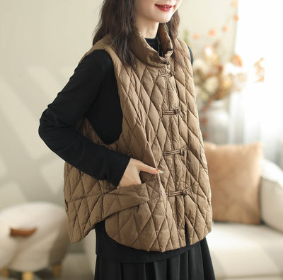 Women Autumn Winter Casual Quilted Cotton Vest