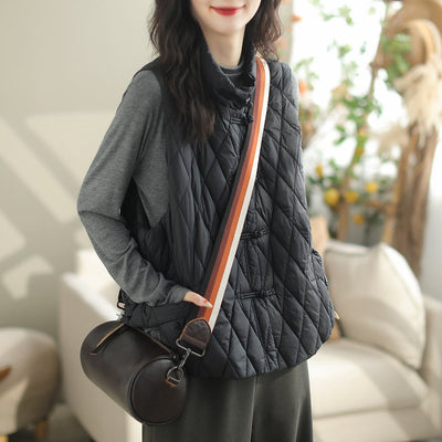 Women Autumn Winter Casual Quilted Cotton Vest