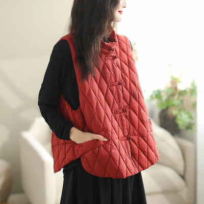 Women Autumn Winter Casual Quilted Cotton Vest