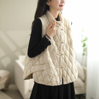 Women Autumn Winter Casual Quilted Cotton Vest