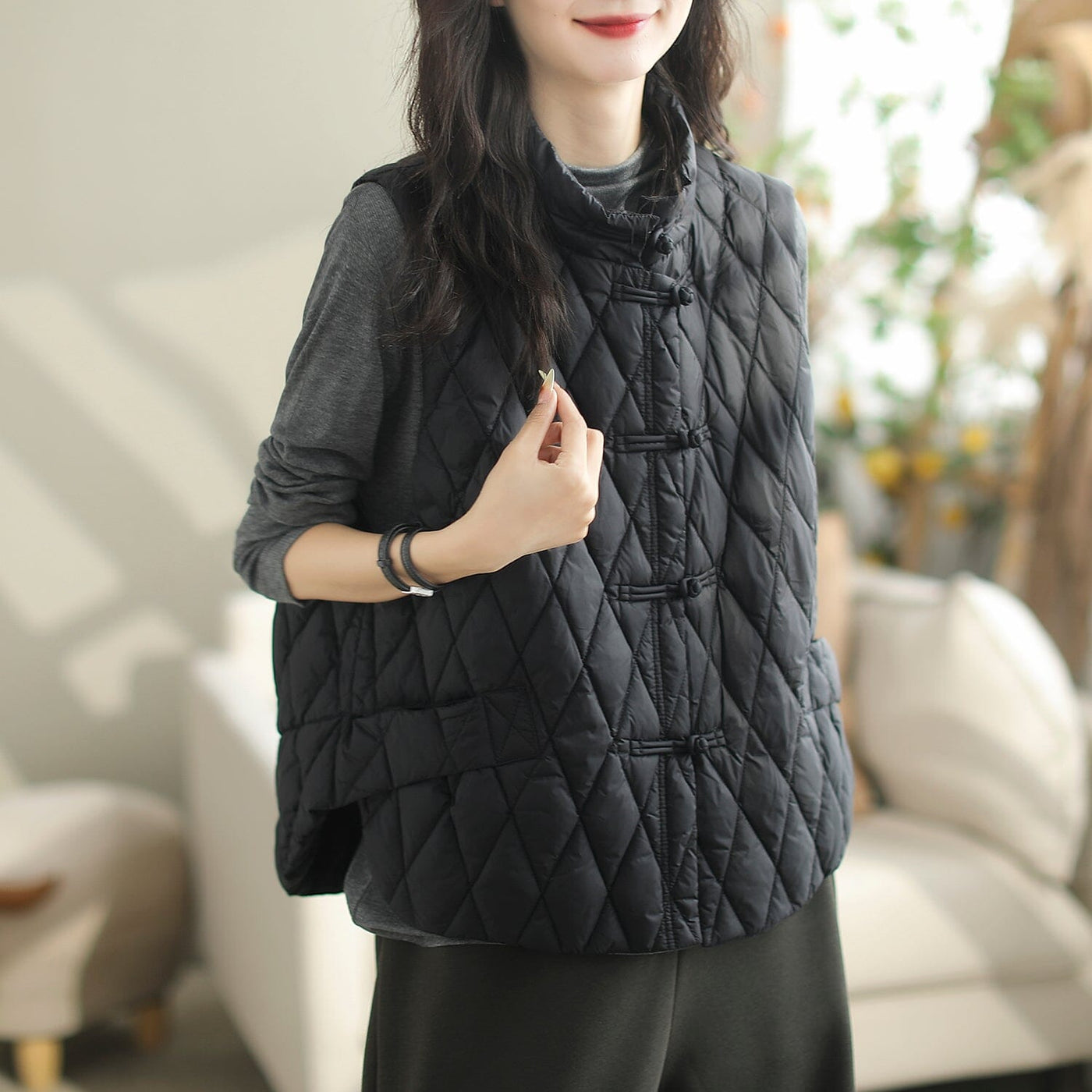 Women Autumn Winter Casual Quilted Cotton Vest