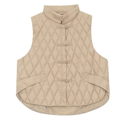 Women Autumn Winter Casual Quilted Cotton Vest