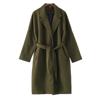 Women Autumn Winter Solid Padded Trench Coat