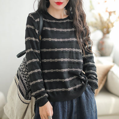 Women Casual Fashion Cotton Knitted Loose Shirt