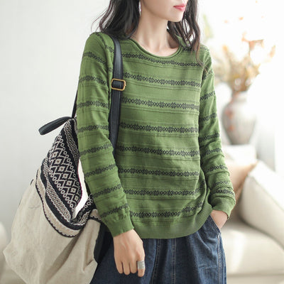 Women Casual Fashion Cotton Knitted Loose Shirt