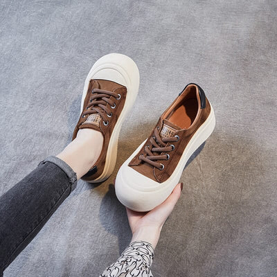 Women Fashion Patchwork Leather Casual Shoes