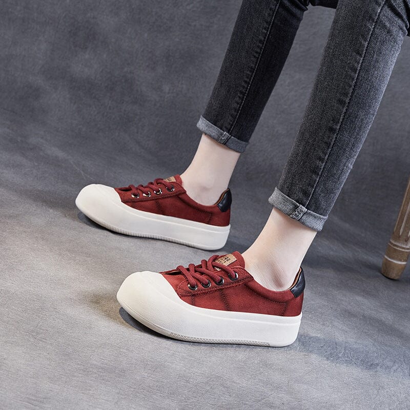 Women Fashion Patchwork Leather Casual Shoes