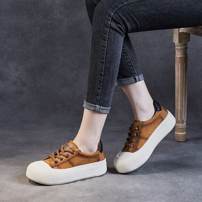 Women Fashion Patchwork Leather Casual Shoes