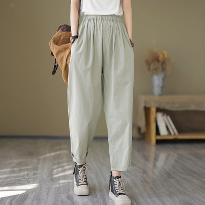 Women Minimalist Casual Loose Cotton Pants