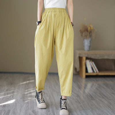 Women Minimalist Casual Loose Cotton Pants