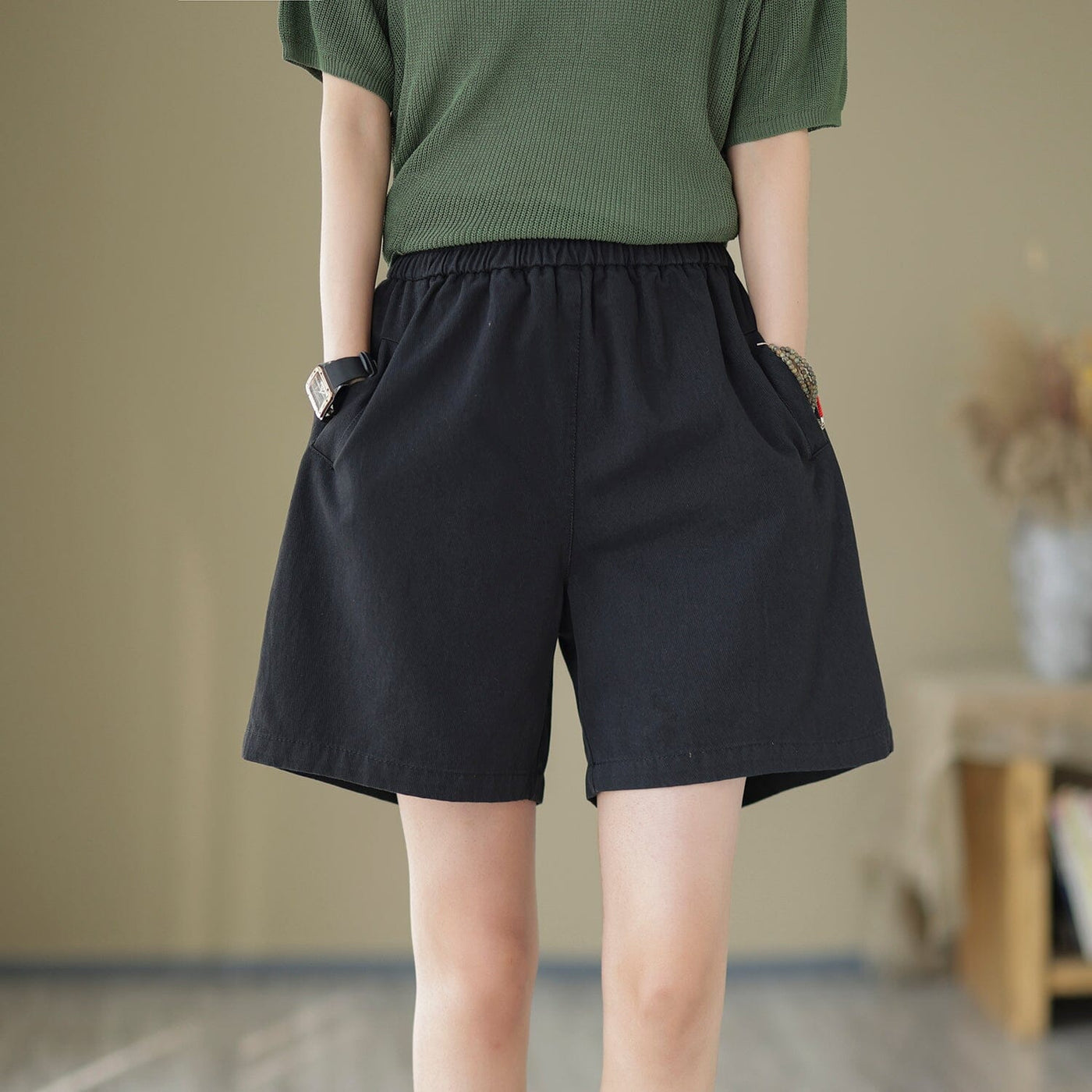 Women Minimalist Loose Cotton Casual Shorts